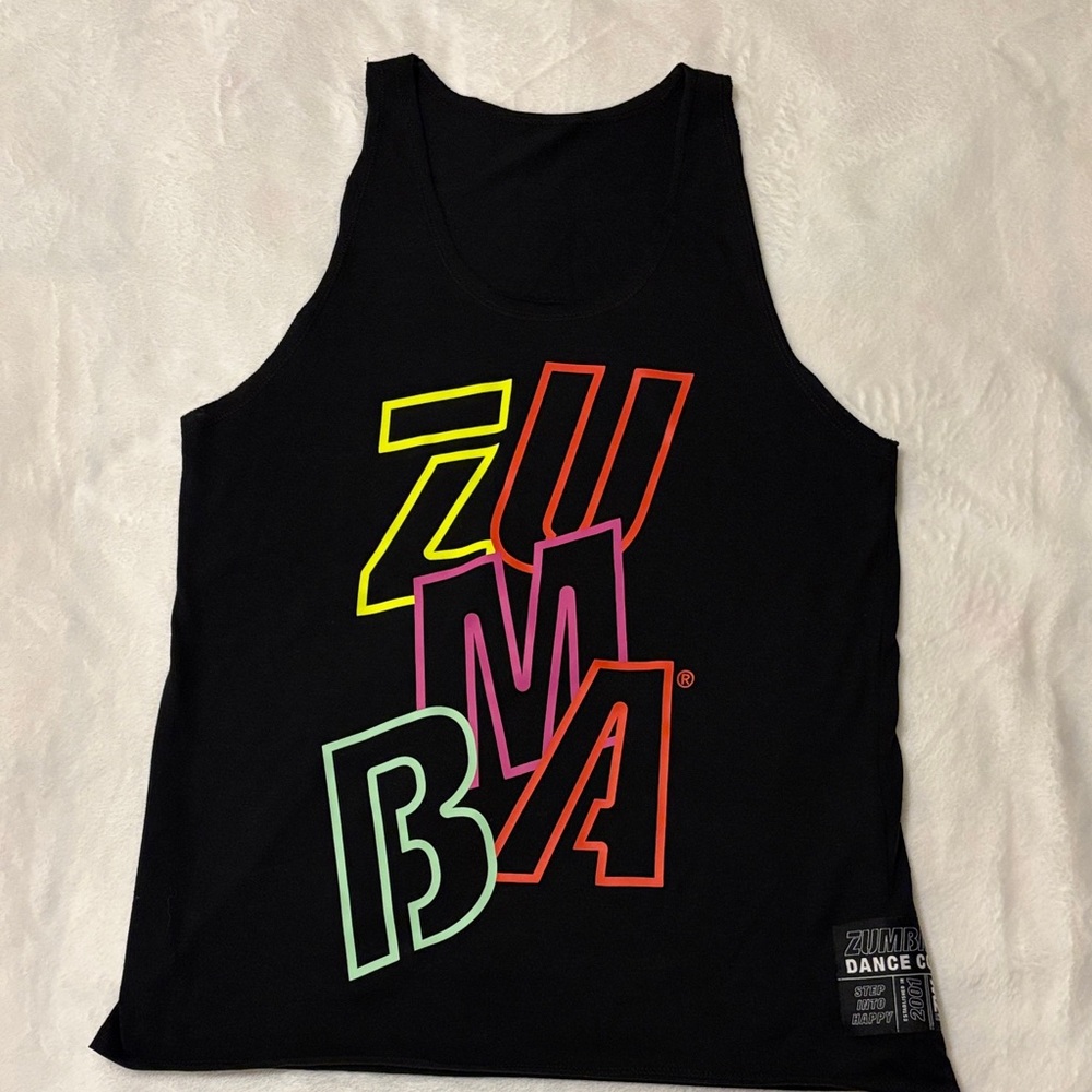 Zumba Black Tank Top with Bright Letters